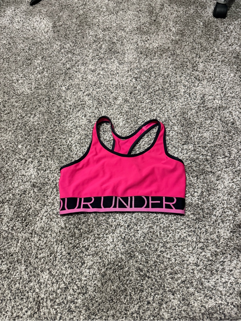 Under Armour Women's Bright Pink Racerback Swim Crop with Black Trim